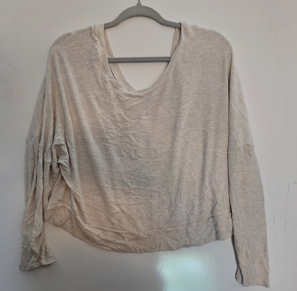Auden Cream Oversized Long Sleeve Top